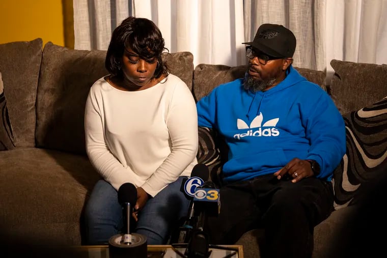 Tanya Armstrong, 49, and Quinnell Armstrong, 51, Michael White's aunt and uncle, sit down before the press to answer any questions during the interview about their nephew Michael White,on Friday, Oct. 18, 2019. "Every time he walks out the door somethings going to happen, we are very fearful," Tanya said. "We can't be with him with every step and moment. They already know where he work and what he do. We don't even know what they're going to do. I fear for my nephew."