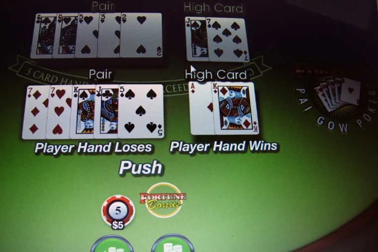A game of Pai Gow on a computer screen in Atlantic City.