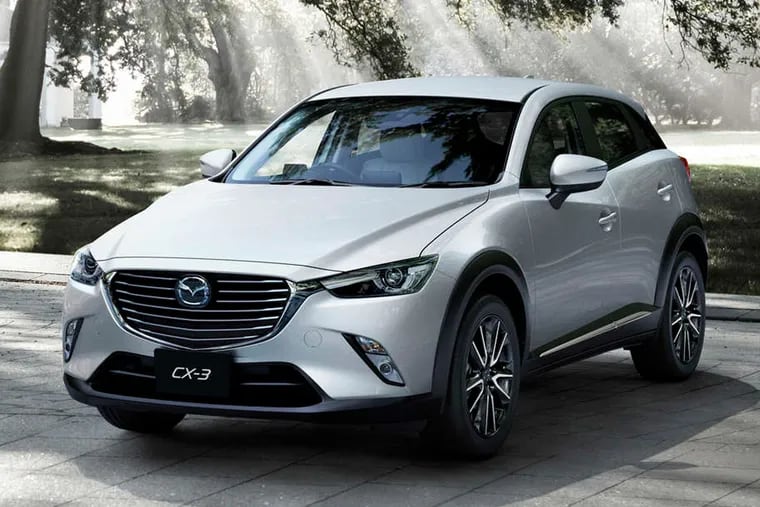 The Mazda-CX3 includes a new ceramic metallic paint job that, though muted, shines under night lights.