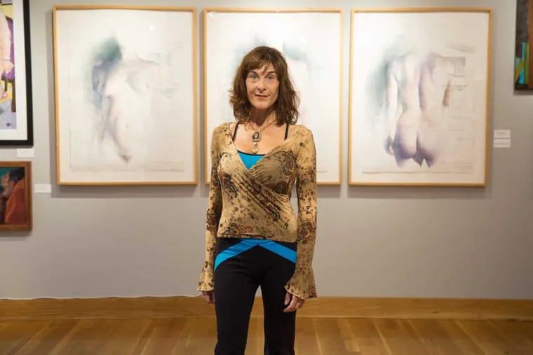 Ruth Weisberg among the exhibit “The Nude Figure” at the Wayne Art Center. She’s worked as a nude art model since 2002.