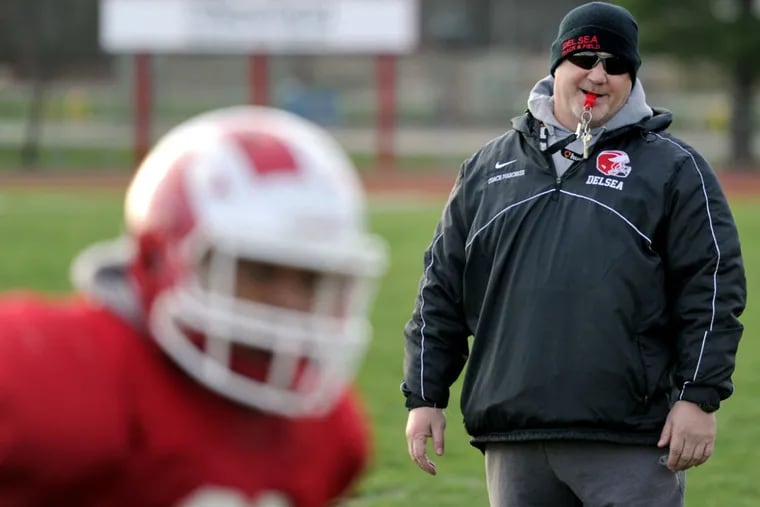 Delsea High School head coach Sal Marchese at practice December 3, 2015. He will lead his team seeking its fourth straight SJ 3 title on Saturday.