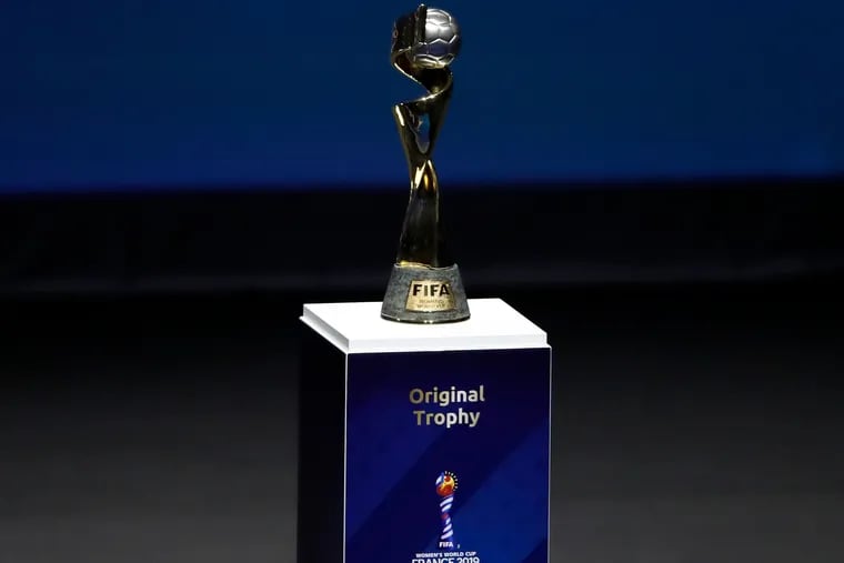 The women's World Cup trophy is a guest of honor at this year's United Soccer Coaches convention in Chicago.