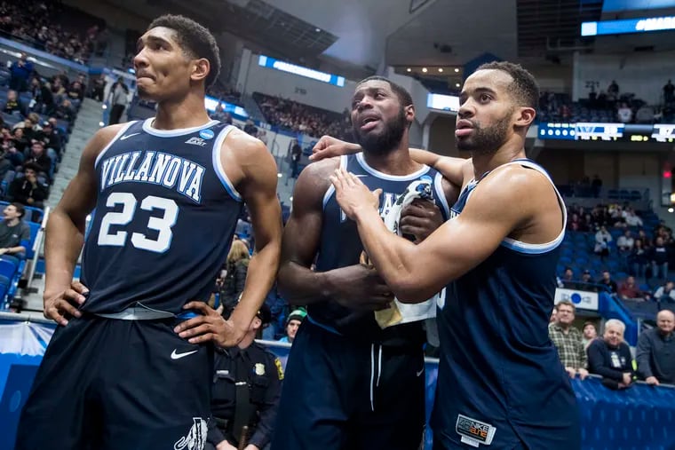 Jermaine Samuels (left) will remain, but both Eric Paschall and Phil Booth are moving on after Villanova's loss to Purdue.