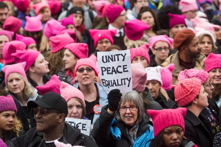 Groups gather for the Women's March on Washington in January 2017.