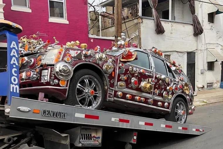 Cordero Strawther grew up seeing Gilbert Hilton's Badillac around West Philly and took this photo of it when he saw it getting towed on Monday. He uploaded the picture to Facebook and his post went viral.