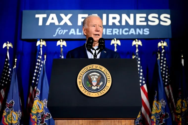 President Joe Biden delivers a speech at the Scranton Cultural Center Tuesday on the first stop in his three-day Pennsylvania campaign tour.