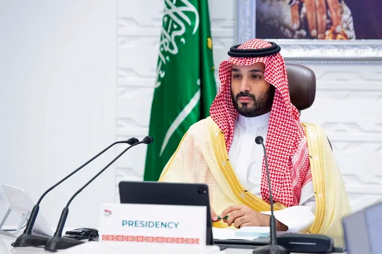 Saudi Arabia's Crown Prince Mohammed bin Salman in November attending a virtual G-20 summit held over video conferencing, in Riyadh, Saudi Arabia.