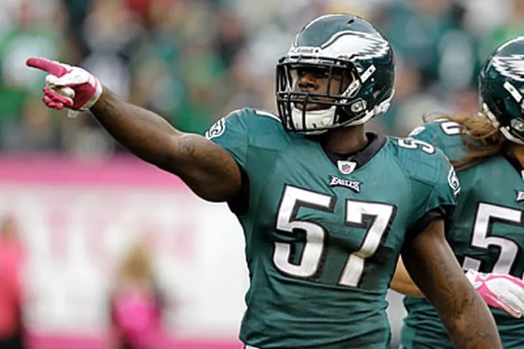Eagles linebacker Keenan Clayton would've been fighting for a roster spot with the additions of DeMeco Ryans and rookie Mychal Kendricks. (Julio Cortez/AP)