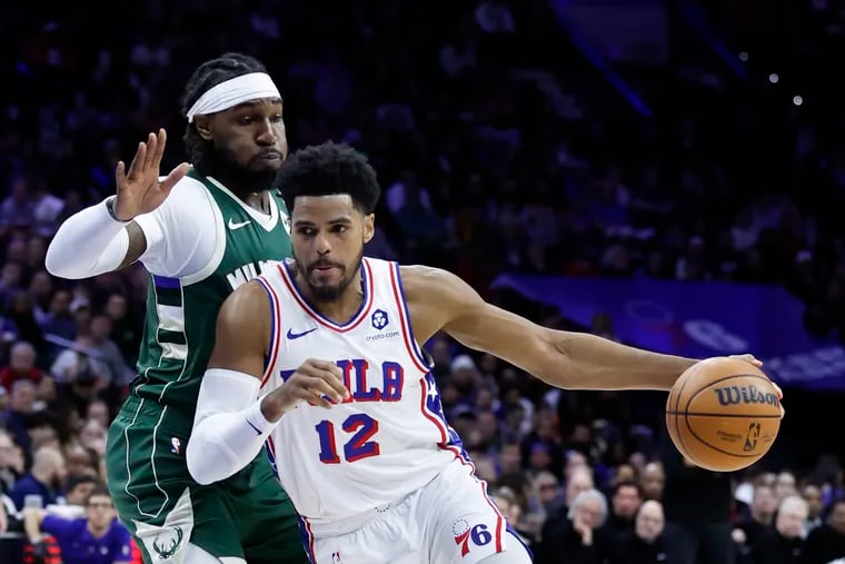 Sixers forward Tobias Harris in action against Milwaukee Bucks on Sunday. He has made only 17 of 53 shots in his last four games.