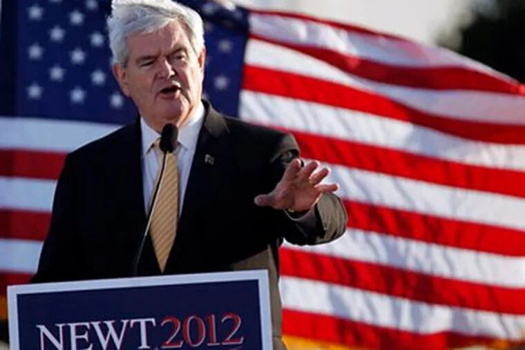 Republican presidential candidate former House Speaker Newt Gingrich speaks during campaign stop, Monday, Jan. 30, 2012, in Fort Myers, Fla. (AP Photo / Matt Rourke)