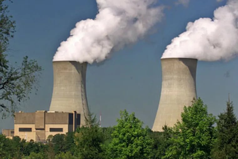 Steam rises from the cooling towers of Exelon's nuclear power plant near Limerick, Pa. (AP File Photo / George Widman)