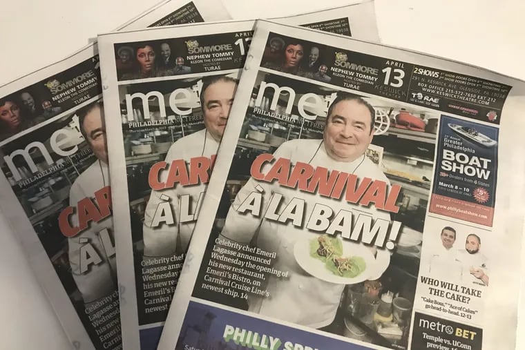 Metro, the free tabloid distributed on Center CIty sidewalks and mass transit stations, laid off three of its last four general news reporters in Philadelphia on Tuesday, sources said.