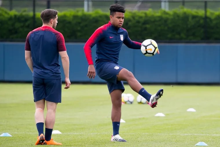 Weston McKennie (center) will play for the U.S. mens national team during next week’s friendly vs. Bolivia at Talen Energy Stadium.