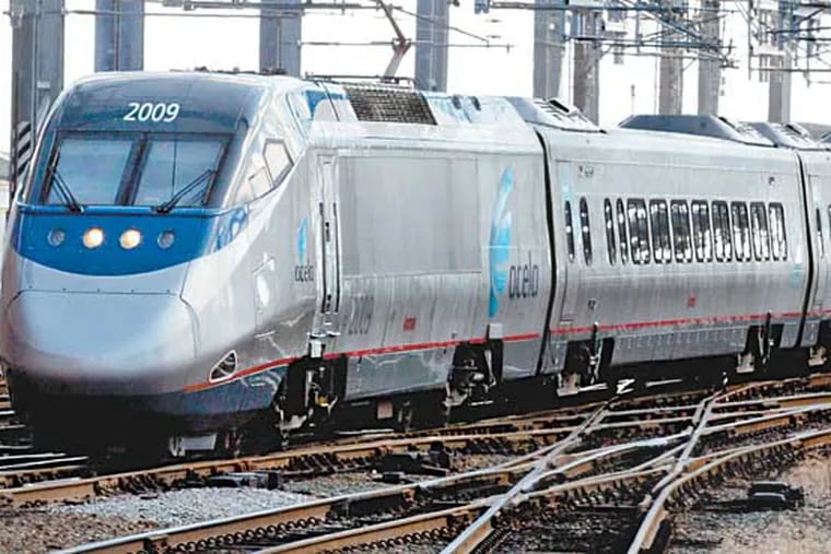 An Acela train approaches Boston South Station. A new non-stop Acela service is launching between New York and Washington