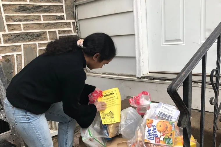 Jasleen Gill, 18, of Media, delivers packages of food to seniors and other people in need in Delaware County during the coronavirus pandemic.