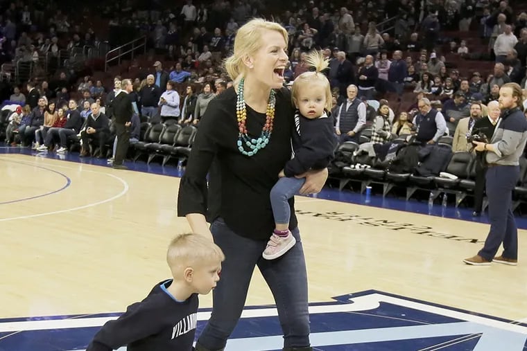 Villanova Hall of Fame Class of 2018 inductee Trish Juhline, with her children Christopher and Maggie.