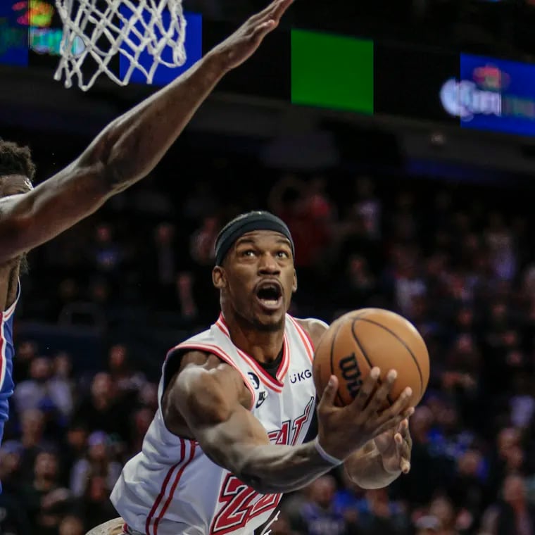 Jimmy Butler (right) is standing in the way of a potential deep Sixers playoff run.
