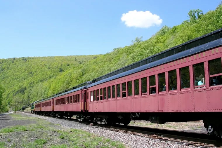 The Lehigh Gorge Scenic Railway stops at Old Penn Haven for a brake check before returning to the old Central Railroad of New Jersey Station in Jim Thorpe.
