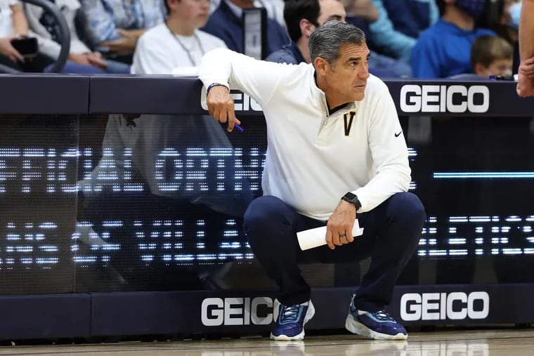 Coach Jay Wright of Villanova watches his team during the Blue-White Scrimmage  on Oct. 7.