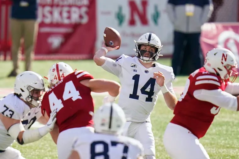 Penn State quarterback Sean Clifford (14) is now competing with Will Levis for the starting job as the Nittany Lions are still looking for their first victory.