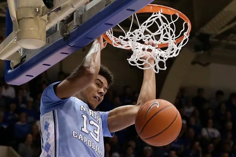 North Carolina's Cameron Johnson (13) could be an option for the Sixers at No. 24 in the NBA draft.