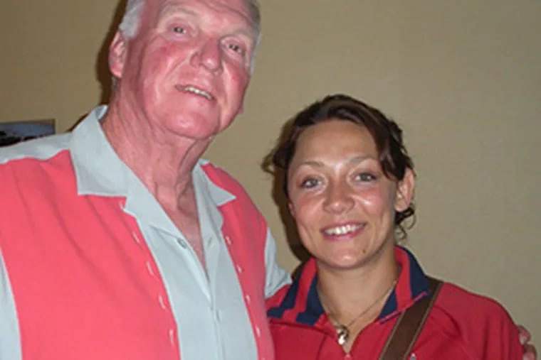 Charlie Manuel with Olympian Katie Uhlaender. Photo courtesy of U.S. Olympic Committee