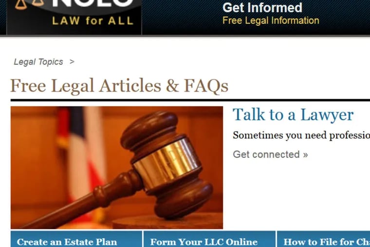 Nolo.com is a good place for legal information online.