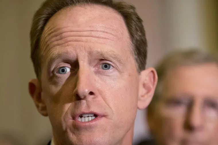 Sen. Pat Toomey, R-Pa. speaks with reporters on Capitol Hill in Washington. (AP Photo/J. Scott Applewhite, File)