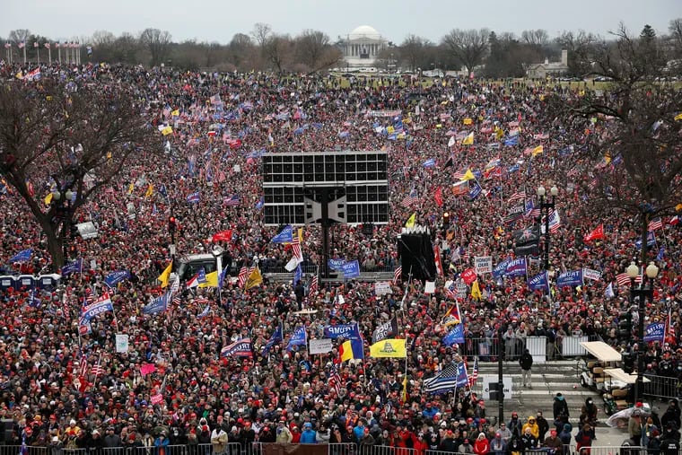 Thousands of Trump supporters gather for the Save America Rally on the Ellipse on Wednesday, Jan. 6, 2021, near the White House in Washington, D.C.