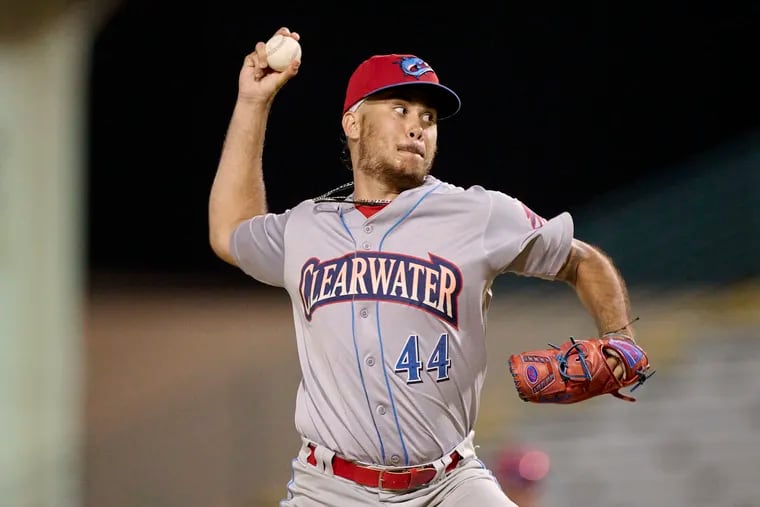 Phillies prospect Orion Kerkering, a reliever, has jumped four minor league levels this season.
