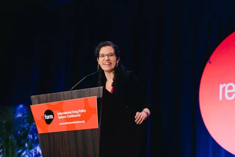 Maria McFarland Sánchez-Moreno, executive director of the Drug Policy Alliance, speaks at the International Drug Policy Reform Conference in Atlanta, Georgia in November 2017.
