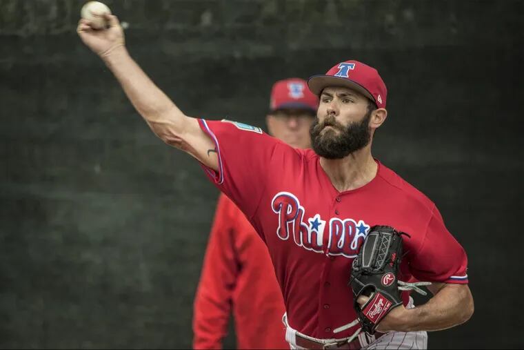 Phillie pitcher Jake Arrieta will make his Grapefruit League debut today.