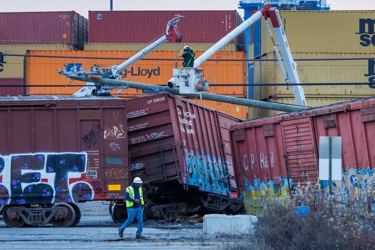 A CSX freight train derailed overnight at their rail yard off Delaware Avenue in South Philadelphia. The cars were empty and there were no injuries, the company said.