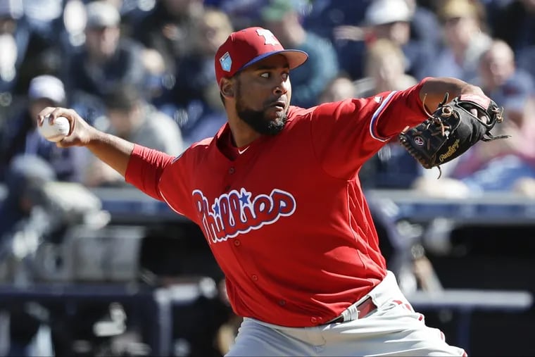 Phillies pitcher Pedro Beato throws a pitch during spring training.
