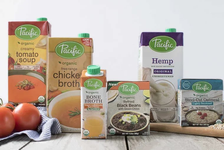 A selection of products made by Pacific Foods, which Campbell Soup Co. is buying for $700 million.