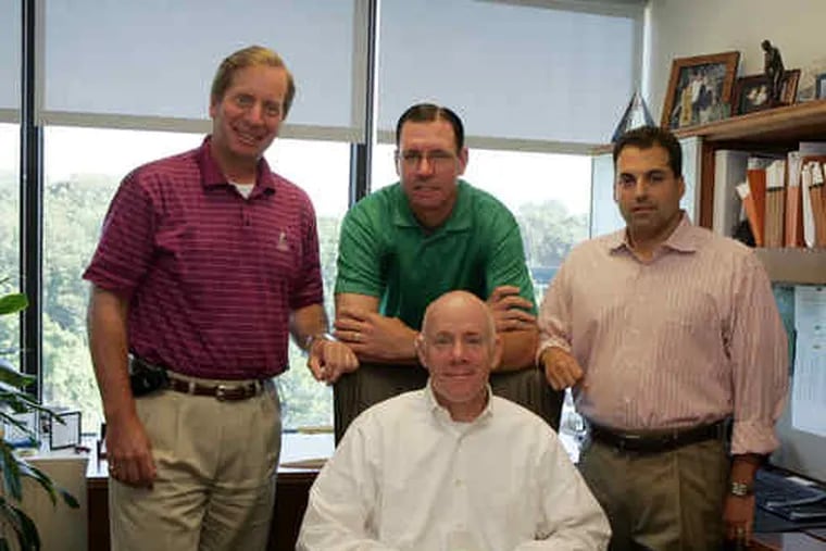 &quot;It's the money that keeps the lights on and the doors open for the first year or two. This region is critically short on early-stage investors,&quot; says private- equity man Glenn Rieger (left), with NewSpring Capital colleagues Michael A. DiPiano (front), Marc R. Lederman, and Jonathan S. Schwartz (right).