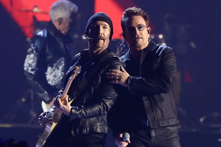 The Edge and Bono of the band U2 on Sept. 23, 2016 at the iHeartRadio Music Festival in Las Vegas, Nev. (Wong/Rex Shutterstock/Zuma Press/TNS)