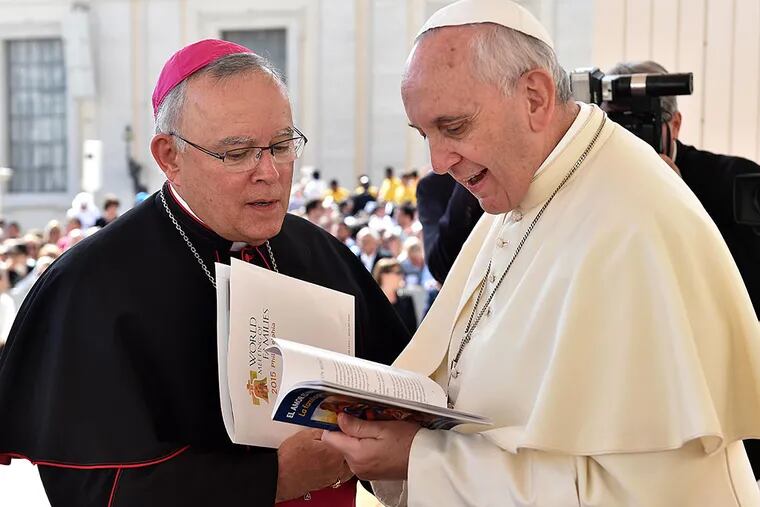 Pope Francis with Philadelphia Archbishop Charles Chaput in September. L&#0226; Osservatore Romano Photographic Service