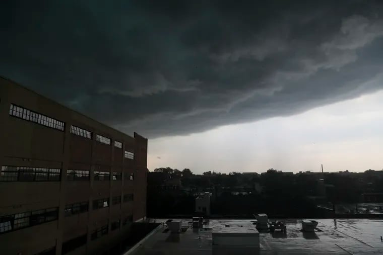 A line of ominous clouds could be seen from Brewerytown moving toward Center City on Wednesday.
