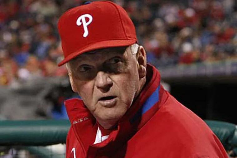 Manager Charlie Manuel is prepared to motivate his Phils: "If things get to a place where it's time for me to talk to them, believe me, I will." (Ron Cortes / Staff Photographer)