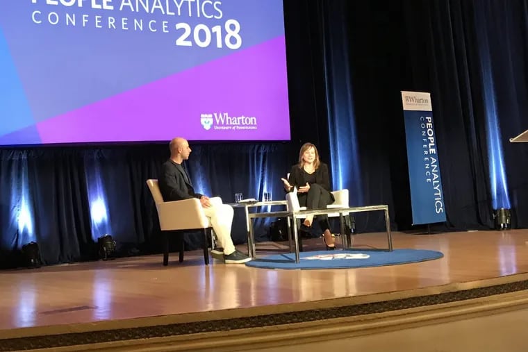 GM CEO Mary Barra spoke at the Wharton People Analytics Conference 2018 in center city on Friday, March 23, 2018 (Credit; Erin Arvedlund)
