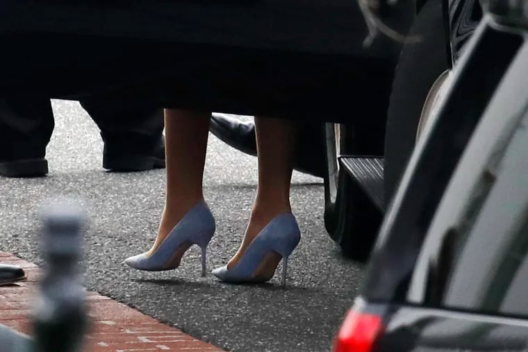 House Speaker Nancy Pelosi of California, steps out of her vehicle as she arrives for a meeting with President Donald Trump on border security, Friday, Jan. 4, 2019, at the White House in Washington. (AP Photo/Jacquelyn Martin)
