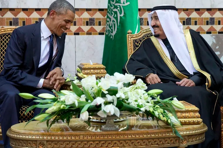 President Obama meets with King Salman, the new Saudi monarch. The president added a Saudi stop to his travels after the death of King Abdullah last week.