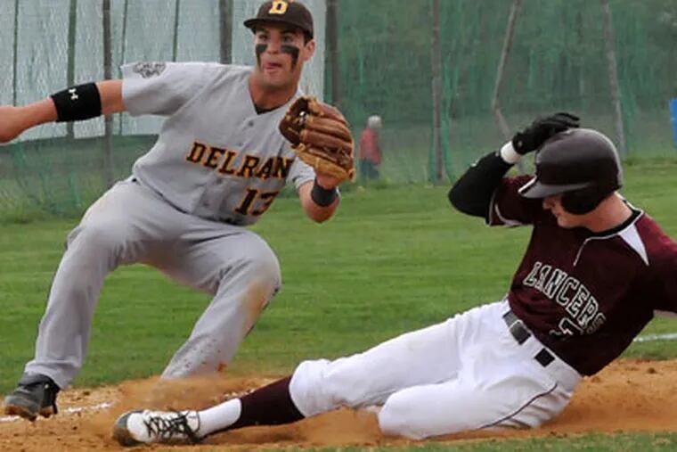 Holy Cross' John Adryan was 2 for 3 with three runs scored and six RBIs against Delran. (April Saul/Staff Photographer)