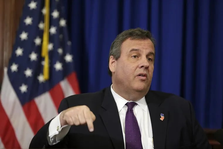 FILE- In the May 22, 2017 file photo, New Jersey Gov. Chris Christie speaks at a news conference in his offices in Trenton, N.J. Phil Murphy, a former Goldman Sachs executive, is leading a field of Democrats hoping to replace Christie, who finishes his two terms in early 2018.