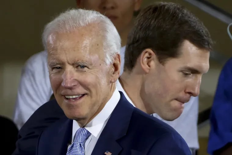 Former Vice President Joe Biden appears during a rally for Southwestern Pennsylvania’s Conor Lamb on March 6. On Thursday he endorsed two Democratic congressional candidates from the Philadelphia suburbs.