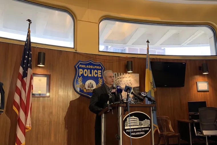 Homicide Capt. Jason Smith discusses FedEx incident at a news conference at Philadelphia Police Headquarters on Wednesday, Dec. 18, 2019.