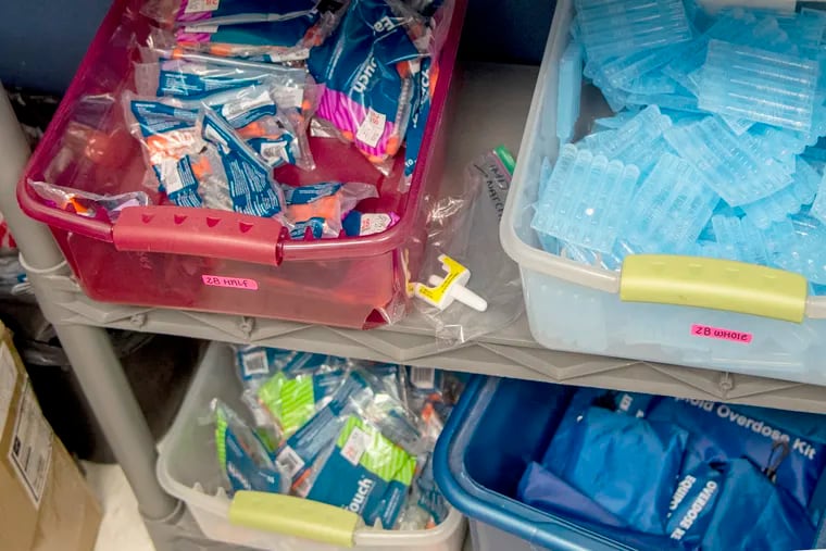 New syringes are stored at a New Jersey harm reduction center in July. Pennsylvania is one of 10 states that considers syringe services programs illegal.