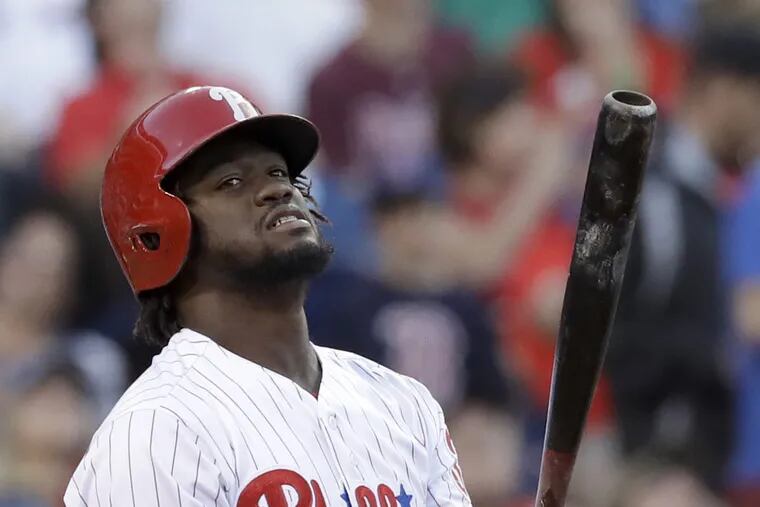 Odubel Herrera was moved down in the Phillies’ lineup Wednesday as his on-base percentage continued to lag from last season’s pace.