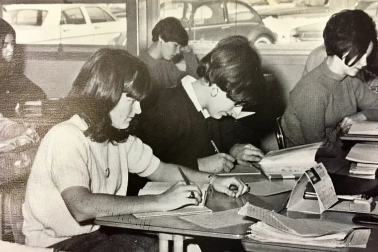 Classroom scene at Cherry Hill High School West, taken from the Rampant, the yearbook of the Class of 1967.